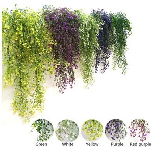 Flores artificiales de hojas de hiedra, guirnalda colgante, planta de hiedra verde falsa, plantas de simulación, enredaderas, decoración de pared para arco de boda, jardín y hogar