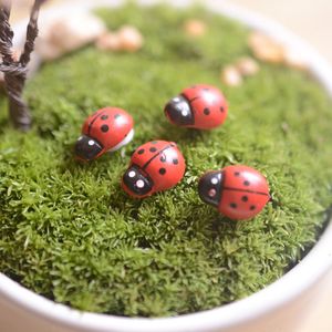 Mini mariquitas artificiales, insectos, hadas beatle, miniaturas de jardín, terrario con musgo, decoración, artesanías de resina, bonsái para decoración del hogar