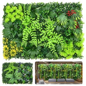 Mur de plantes artificielles, panneau de fond d'herbe réutilisable, fleur de jardin en plastique, fausse décoration de clôture verte suspendue, 240131
