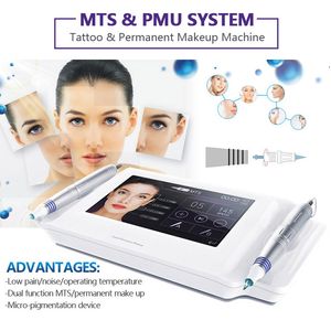 Digital Permanet Makeup Tattoo Machine v8 Microneedle Pen Sourcils Make Micro Needling PMU MTS System Two Handle Intelligent Pen Touch Screen Kit Soins de la peau