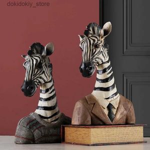 Arts et artisanat Creative Resin Zebra Irafe Animal Sculpture Livin Room de bureau