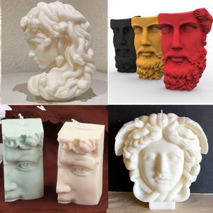 Artes y manualidades DIY Diosa grande Medusa cabeza de serpiente Vela Molde de silicona Mithus David Media cara Estatua Resina epoxi Decoración para el hogar 230625