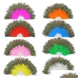 Arts et artisanat Fluffy Feather Hand Fan Stage Performances Craft Fans Elegant Folding Feathers Party Supplies Drop Delivery Home Gard Dhjyo