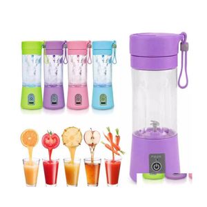 Arts And Crafts Portable Electric Fruit Juicer Cup Vegetal Citrus Blender Extractor de jugo Trituradora de hielo con conector USB Rechargea Dhmke