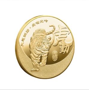 Arts and Crafts Médaille commémorative de l'année du tigre Médaille commémorative en relief en métal