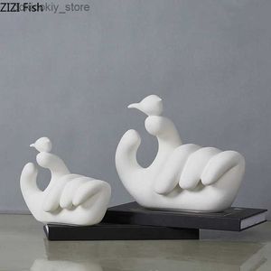 Artes y manualidades White Ceramic Bird Manpower Crafts Ornaments Abstract Human Body Simulation Animal Finer Modern Home DecorationL2447