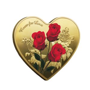 Arts Heart Rose Moneda conmemorativa del Día de San Valentín I Love You Emulación Juego de decoración del Día de San Valentín Monedas sin moneda