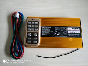 AS940 400W Sirène de police à double tonalité, alarme d'alerte de voiture avec télécommande sans fil, 8 sons, commutateur d'éclairage (sans haut-parleur)
