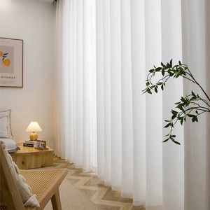 Asazal White Tulle High Quality Thred Yarn Luxury Murffon Window Curtain pour chambre Villa Opaque Rideau de salon Décoration 240416