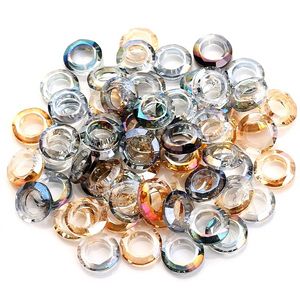Perles rondes en verre de cristal à grand trou, entretoise de 8/10/14mm, pour la fabrication de bijoux, accessoires de couture, bijoux à la mode, vente en gros