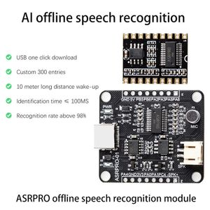 ASRPRO – Module de reconnaissance vocale Intelligent hors ligne, prise en charge de la carte vocale UART/12C/PWM/SPI/GPI0, alimentation 3.6V-5V