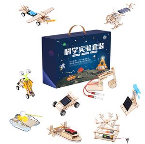 Gros Assemblée Modèle Construction Jouets pour Enfants 3D En Bois Puzzle Automatique Mécanique Kit Tige Science Physique Électrique Jouet Enfants Cadeau De Noël