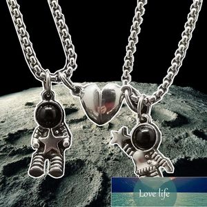 Astronauta Colgante Corazón magnético Atraído Pareja Collares Mujeres Hombres Amantes Astronauta Joyería Regalo Collar Acero inoxidable Precio de fábrica diseño experto Calidad