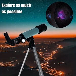 Télescope astronomique pour enfants, télescope de paysage astronomique professionnel 90X avec trépied, 2 lunettes grossissantes, lentille Barlow 1,5X