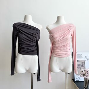 Asymétrique Conception Épaule Volants Pull En Tricot Femmes Super Chaud Conception Sens À La Mode À La Mode Réduction De L'âge Top Mince Coton Une Épaule À Manches Longues Haut