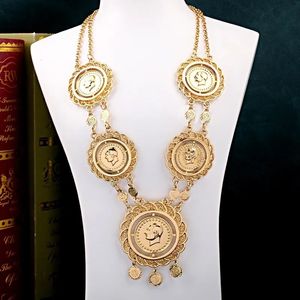 Collier de bijoux de monnaie ataturk avec cloche Tassel Gold Placing Turc Bridal Bijoux Pendard Royal de mariage Royal Cadeaux musulmans 240511