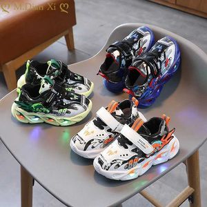 Athletic Outdoor Childrens Led Shoes Boys Girls Lighted Sneakers Glowing Shoes for Kids Soft Soled Breathable Casual Infant Toddler Baby ShoesL2403