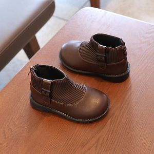 Zapatos deportivos otoño princesa calcetín coreano espalda Zip niñas Casual punta redonda niños moda niños sólido negro para