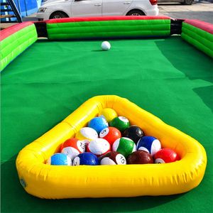 Attrayant jeu de balle de billard gonflable aire de jeux Table de billard de football gonflables boule de billard exploser terrain de football de snookers