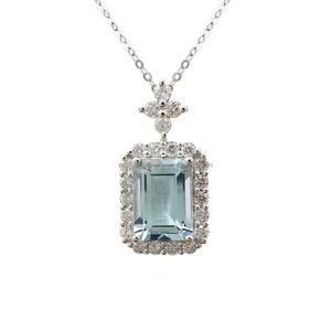 Au750 Collares de zafiro Encantador collar de diamantes reales de oro blanco sólido Mayorista de joyería fina
