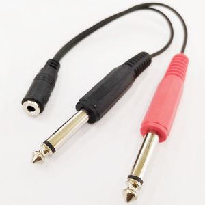 Cables de audio, 3,5 mm hembra a doble 6,35 mm Mono macho Jack Cable adaptador de toma de audio Aproximadamente 20 cm / 5 piezas