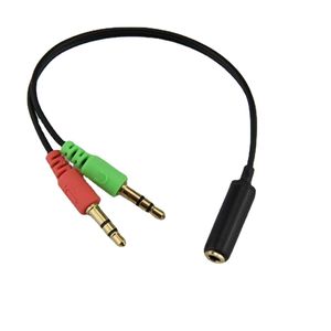 Cables de conversión de audio 3,5 mm 2 macho a 1 hembra para auriculares Jack Y Splitter Adaptador auxiliar para PC portátil