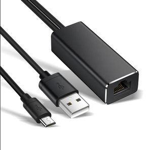 Adaptateur Audio Micro USB vers Ethernet RJ45 avec câble d'alimentation USB pour Fire TV Stick Home Mini