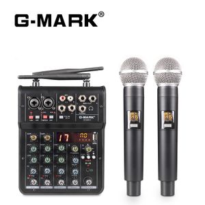 G-MARK Studio Audio Mixer with 6 Wireless Microphones - Built-in Mic for PC, Home Party, Church, Wedding Events