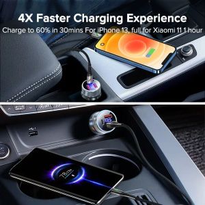 AUFU 80W PD Charger USB Type C 3port USB Mobile Phone Adaptateur de voiture à carton pour iPhone Xiaomi Samsung iPad Tablette