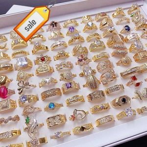 Aug jewelry Gold Mixed Wholesale Ring Fashion Zircon Micro Set Zircon Bulk Personalidad Anillo Vintage Acero inoxidable Anillo de cobre