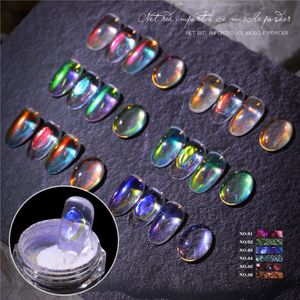 Aurora Multicolor Nail Art Glitter Ice Muscle Powder Fairy High Gloss Mermaid Illusion Polvos desnudos