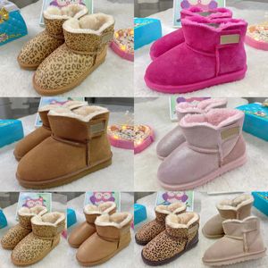 Australia Classic Snow Mini Boots Kids uggi Shoes Girls Leopard Spotty Winter Children Toddler Boot Baby Kid Shoe Youth Infants Wggs Sneaker Chestnut Pink Carnation