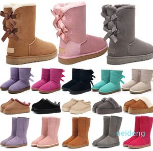 Australia zapatillas plataforma para mujer botines de invierno bota de nieve clásica tobillo arco corto mini piel negro castaño rosa zapatos Bowtie con caja