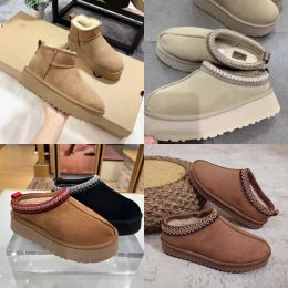 Australie Tasman Pantoufles Diapositives en fourrure de châtaigne Mules en peau de mouton Tazz Mules en peau de mouton pour femmes Bottes à plateforme ultra mini Chaussures à enfiler Bottes ugge Bottes d'hiver d'automne supérieures en daim