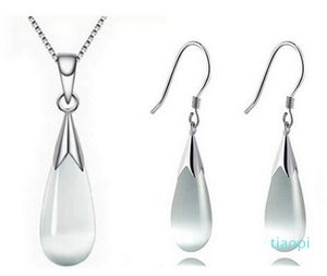 Autriche cristal collier ensemble de bijoux 925 chaîne en argent sterling grande goutte d'eau colliers ensembles de bijoux de mariage pour les femmes 30 pièces