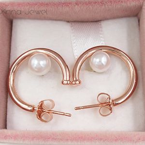 Auténticos 100% 925 Sterling Silver Pandora Perlas contemporáneas Pendientes de aro con Clear Cz Se adapta al estilo europeo 287528P