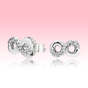 Authentische 925 Silber Damen Niedliche kleine einfache Ohrringe Sommerschmuck für Pandora Funkelnde Unendlichkeits-Ohrstecker mit Originalverpackung