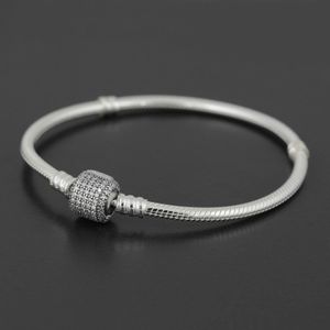 Auténtico brazalete de plata de ley 925 con LOGOTIPO grabado para amuletos europeos y abalorios 10pcs / lot Puede mezclar tamaño Envío gratis