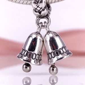 Authentique 925 en argent Sterling cloches de noël balancent breloque Fit bricolage Bracelet et collier Pandora 791230