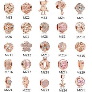 Auténtica plata de ley 925 que se adapta a Pandora Bracelet Beads Rose gold Charms para European Snake Charm Chain Necklace Fashion DIY Jew307z