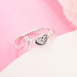 Auténtico anillo de plata esterlina 925 Mamá Pave Heart Anillos de lujo para mujeres 2022 Niñas Fit Pandora Joyería de moda 2022 Nuevo regalo del día de la madre 191149C01