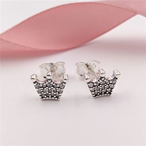 Studs Enchanted Crowns Auténticos aretes de plata de ley 925 Se adapta al estilo Pandora europeo Studs Jewelry Ansy Jewel 297127CZ