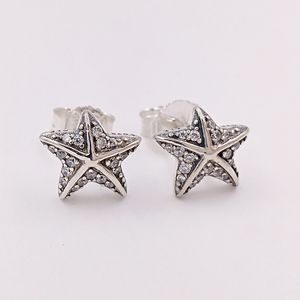 Boucles d'oreilles à tige en forme d'étoile de mer tropicale, en argent sterling 925 authentique, convient aux bijoux à clous de style Pandora européen Andy Jewel 290748CZ