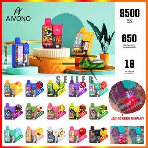 Authentique AIVONO AIM TANK BOOST 9500 Puffs Vape jetable E Cigarette avec écran d'affichage numérique Verrouillage de sécurité pour enfants 18 ml Pod 650 mAh Batterie Big Puff Pen