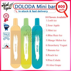 Authentique Doloda Mini Bar 800 Poix Disposable Vapes Pen 2% Résistance 3,5 Ml