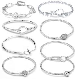 Authentique bracelet pandora breloques original noeud infini femmes femme Bracelets femmes bijoux