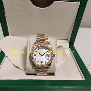 Foto auténtica con papel de caja 36 mm MIRA 904L unisex unisex damas masculina data dial diamante bisel 128235 pulsera everose de oro rosa relojes automáticos