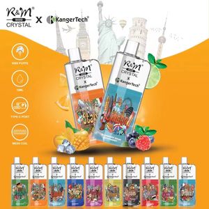 Authentique RM RM Crystal X 9000 bouffées cigarette électronique jetable Kangertech Vape boîte de jus 18 ml cartouches préremplies pod appareils à batterie rechargeables