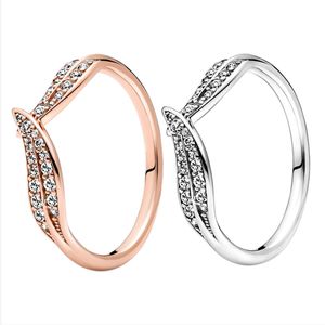 Authentique Sterling Silver Leaves RING Femmes Filles CZ diamant Bijoux De Mariage Pour pandora Rose Gold petite amie cadeau Anneaux avec Boîte D'origine