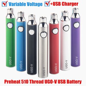 Authentique Préchauffer Tension Variable UGO V 510 Kits De Batterie Ecig Vape Fil EVOD Twist Vaper Vision Stylos Pour Cartouches D'huile Épaisses